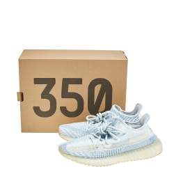Yeezy x Adidas Blue/White Knit Fabric Boost 350 V2 Cloud White Low Top Sneakers Size 39 1/3