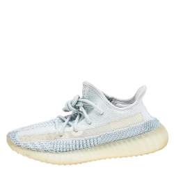 Yeezy x Adidas Blue/White Knit Fabric Boost 350 V2 Cloud White Low Top Sneakers Size 39 1/3