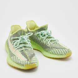 Pre Owned Yeezy x Adidas Green Knit Fabric Boost 350 V2 Yeezreel Sneakers Size 42