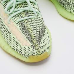 Pre Owned Yeezy x Adidas Green Knit Fabric Boost 350 V2 Yeezreel Sneakers Size 42