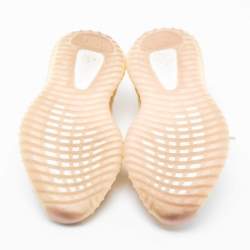 Pre Owned Yeezy x Adidas Cream/Grey Knit Fabric Boost 350 V2 Linen Sneakers Size 43 1/3