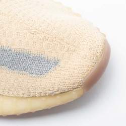 Pre Owned Yeezy x Adidas Cream/Grey Knit Fabric Boost 350 V2 Linen Sneakers Size 43 1/3