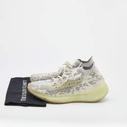 Pre Owned Yeezy x Adidas Grey/White Knit Fabric Boost 380 Alien Sneakers Size 46 2/3
