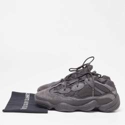 Pre Owned Yeezy x Adidas Black Mesh and Suede Boost 500 Utility Black Sneakers Size 46 2/3