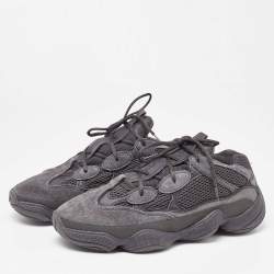 Pre Owned Yeezy x Adidas Black Mesh and Suede Boost 500 Utility Black Sneakers Size 46 2/3