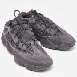 Pre Owned Yeezy x Adidas Black Mesh and Suede Boost 500 Utility Black Sneakers Size 46 2/3