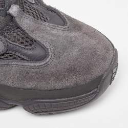 Pre Owned Yeezy x Adidas Black Mesh and Suede Boost 500 Utility Black Sneakers Size 46 2/3