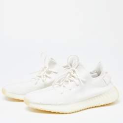 Yeezy x Adidas Off White Knit Fabric Boost 350 V2 Triple White Sneakers Size 46 2/3
