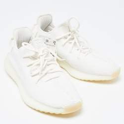 Yeezy x Adidas Off White Knit Fabric Boost 350 V2 Triple White Sneakers Size 46 2/3