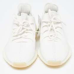 Yeezy x Adidas Off White Knit Fabric Boost 350 V2 Triple White Sneakers Size 46 2/3