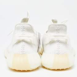 Yeezy x Adidas Off White Knit Fabric Boost 350 V2 Triple White Sneakers Size 46 2/3