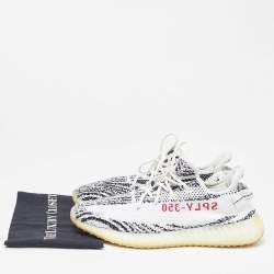 Yeezy x Adidas White/Black Knit Fabric Boost 350 V2 Zebra Sneakers Size 46 2/3
