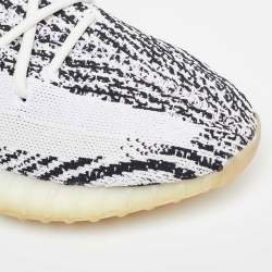 Yeezy x Adidas White/Black Knit Fabric Boost 350 V2 Zebra Sneakers Size 46 2/3