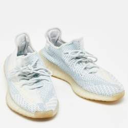 Yeezy x Adidas Pale Green Knit Fabric Boost 350 V2 Cloud White Non Reflective Sneakers Size 46 2/3