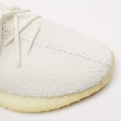 Adidas x Yeezy White Cotton Knit Fabric Boost 350 V2 Triple White Sneakers Size 43 1/3