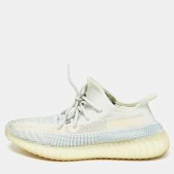 Yeezy x Adidas White/Green Knit Fabric Boost 350 V2 Cloud White Non Reflective Sneakers Size 44