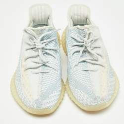 Yeezy x Adidas White/Green Knit Fabric Boost 350 V2 Cloud White Non Reflective Sneakers Size 44