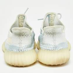 Yeezy x Adidas White/Green Knit Fabric Boost 350 V2 Cloud White Non Reflective Sneakers Size 44