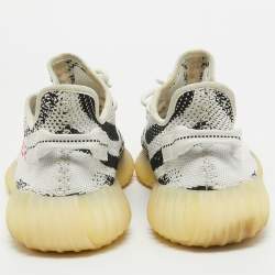 Yeezy x Adidas White/Black Knit Fabric Boost 350 V2 Zebra Sneakers Size 44