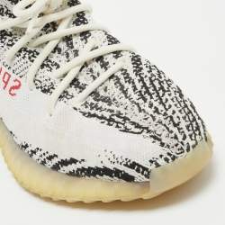 Yeezy x Adidas White/Black Knit Fabric Boost 350 V2 Zebra Sneakers Size 44