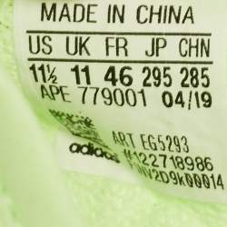 Pre Owned Yeezy x Adidas Neon Green Knit Fabric Boost 350 V2 Glow Sneakers Size 46