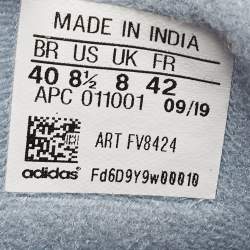 Pre Owned Yeezy x Adidas Blue Canvas and Suede Boost 700 V2 Hospital Blue Sneakers Size 42