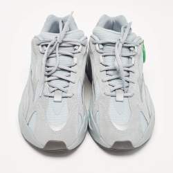 Pre Owned Yeezy x Adidas Blue Canvas and Suede Boost 700 V2 Hospital Blue Sneakers Size 42