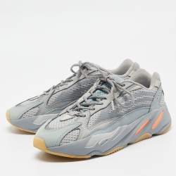 Pre Owned Yeezy x Adidas Grey/Blue Suede and Mesh Boost 700 V2 Inertia Sneakers Size 42 2/3