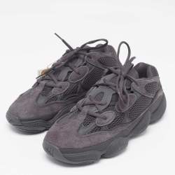 Pre Owned Yeezy x Adidas Black Suede and Mesh Boost 500 Utility Black Sneakers Size 44