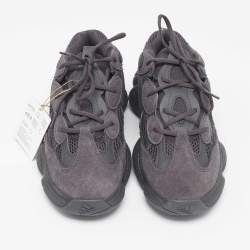 Pre Owned Yeezy x Adidas Black Suede and Mesh Boost 500 Utility Black Sneakers Size 44