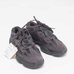 Pre Owned Yeezy x Adidas Black Suede and Mesh Boost 500 Utility Black Sneakers Size 44