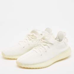 Yeezy x Adidas White Knit Fabric Boost 350 V2 Lace Up Sneakers Size 46 2/3