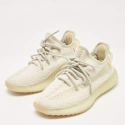 Yeezy x Adidas Off White Knit Fabric Boost 350 V2 Light Sneakers Size 38