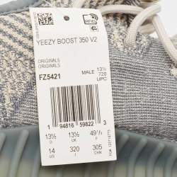 Pre Owned Yeezy x Adidas Grey/Beige Knit Fabric Boost 350 V2 Israfil Sneakers Size 49 1/3