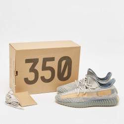 Pre Owned Yeezy x Adidas Grey/Beige Knit Fabric Boost 350 V2 Israfil Sneakers Size 49 1/3
