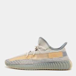 Pre Owned Yeezy x Adidas Grey/Beige Knit Fabric Boost 350 V2 Israfil Sneakers Size 49 1/3