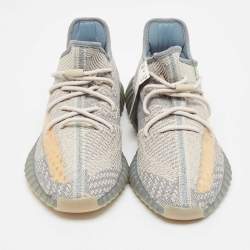Pre Owned Yeezy x Adidas Grey/Beige Knit Fabric Boost 350 V2 Israfil Sneakers Size 49 1/3