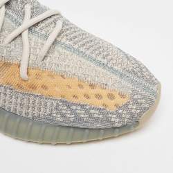Pre Owned Yeezy x Adidas Grey/Beige Knit Fabric Boost 350 V2 Israfil Sneakers Size 49 1/3