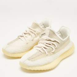 Yeezy x Adidas White Knit Fabric Boost 350 V2 Natural Sneakers Size 41 1/3