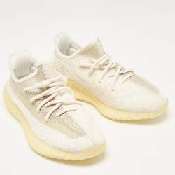 Yeezy x Adidas White Knit Fabric Boost 350 V2 Natural Sneakers Size 41 1/3