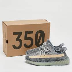 Pre Owned Yeezy x Adidas Multicolor Knit Fabric Boost 350 V2 Ash Blue Sneakers Size 46 2/3