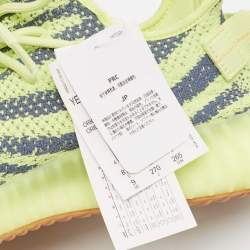 Pre Owned Yeezy x Adidas Neon Yellow Knit Fabric Boost 350 V2 Semi Frozen Yellow Sneakers Size 42 2/3