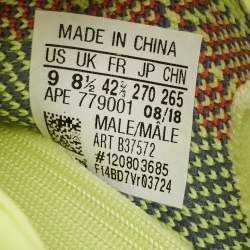 Pre Owned Yeezy x Adidas Neon Yellow Knit Fabric Boost 350 V2 Semi Frozen Yellow Sneakers Size 42 2/3