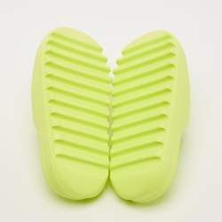 Pre Owned Yeezy x Adidas Neon Green Rubber Glow Green Slides Size 43
