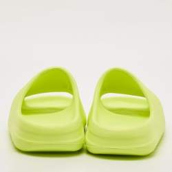 Pre Owned Yeezy x Adidas Neon Green Rubber Glow Green Slides Size 43