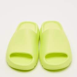 Pre Owned Yeezy x Adidas Neon Green Rubber Glow Green Slides Size 43