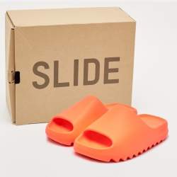 Yeezy x Adidas Neon Orange Rubber Enflame Orange Slides Size 43