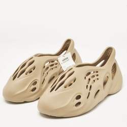 Pre Owned Yeezy x Adidas Beige Rubber Foam RNR Slip On Sneakers Size 46