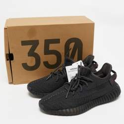 Yeezy x Adidas Black Knit Fabric Boost 350 V2 Black (Non-Reflective) Sneakers Size 41 1/3
