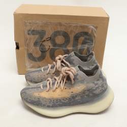 Pre Owned Yeezy x Adidas Grey/Beige Knit Fabric Boost 380 "Mist" Low Top Sneakers Size 38